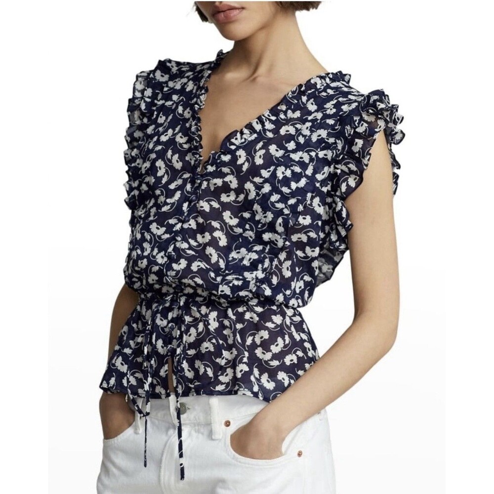 Polo Ralph Lauren Blue Floral Blouse Size 8